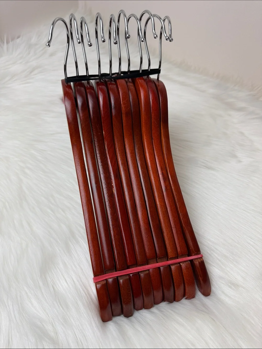 Wooden Shirt Hangers - Set of 10 in Warm Brown Mahogany